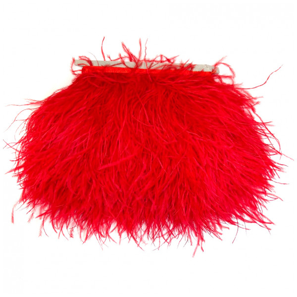 Тесьма декоративная с перьями, цвет красный